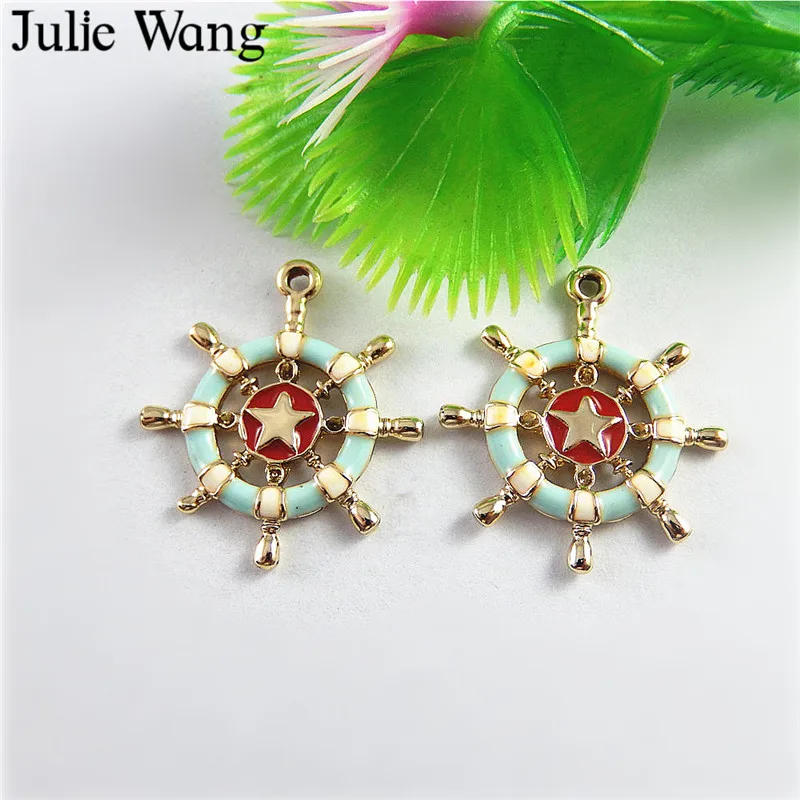 Julie Wang 5 шт. сплав красочный эмалевый руль шармы Ожерелье Подвеска Серьги