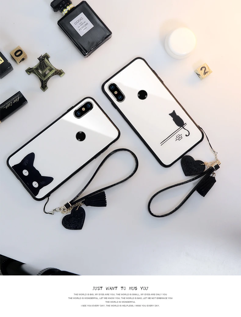 BONVAN закаленное Стекло чехол для xiaomi Redmi 5 5A 5 плюс s2 case милый чехол с изображением котов чехол на Redmi Note 5 Pro Сердце кисточкой чехол для телефона случай защиты чехлы на редми телефон