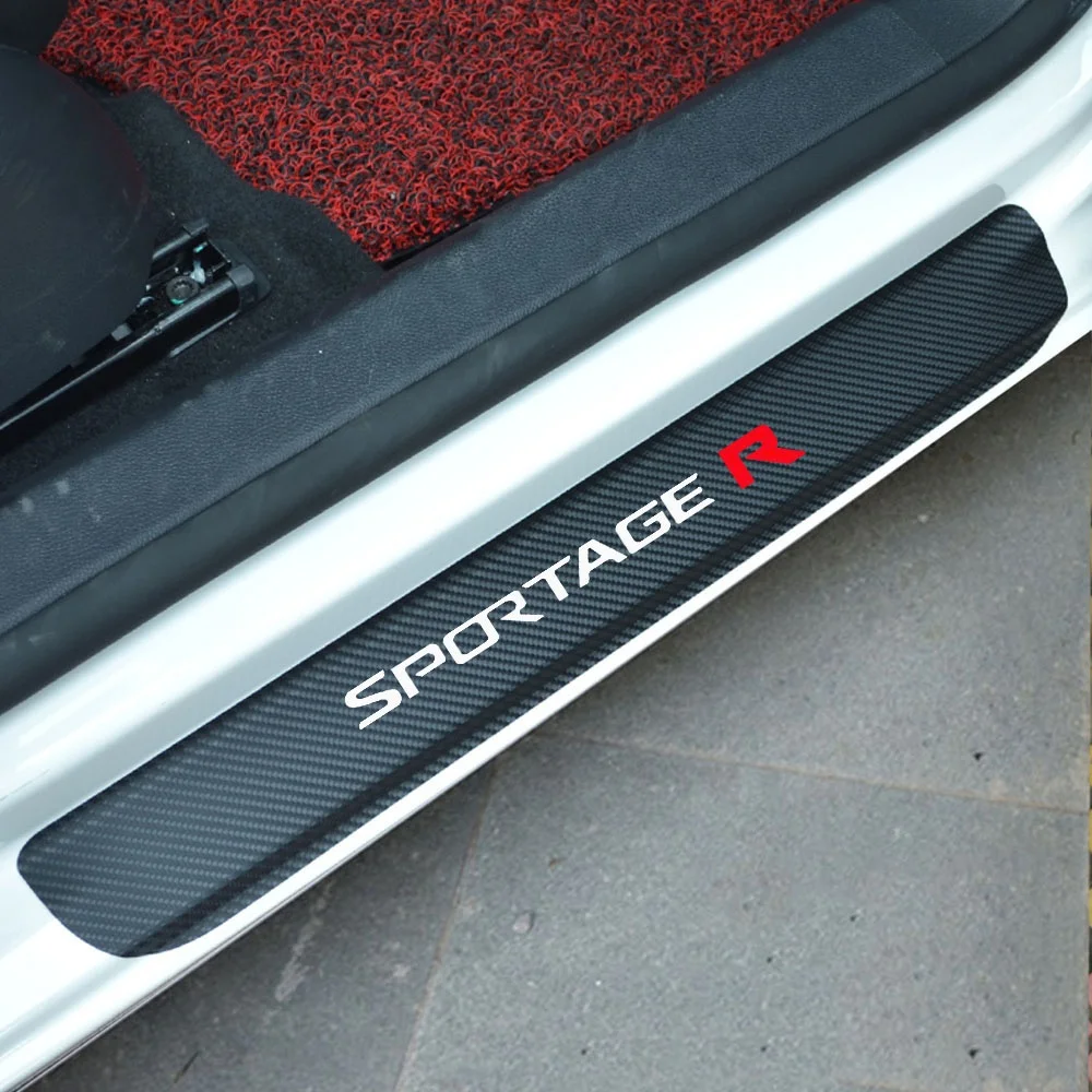 

Carbon Fiber Vinyl Sticker Car Door Sill Protector Scuff Plate For Kia sportage R Car Accessories
