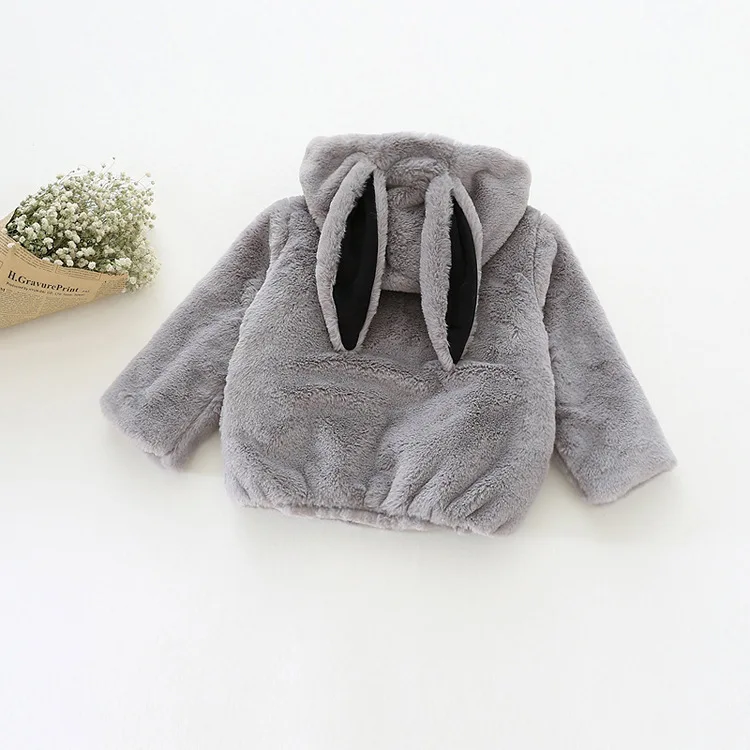 High Quality Baby Girls Coat Cotton Kids Winter Thickened Jacket Cute Bunny Plush Toddler Hoody 2016 Brand New Outerwear | Детская
