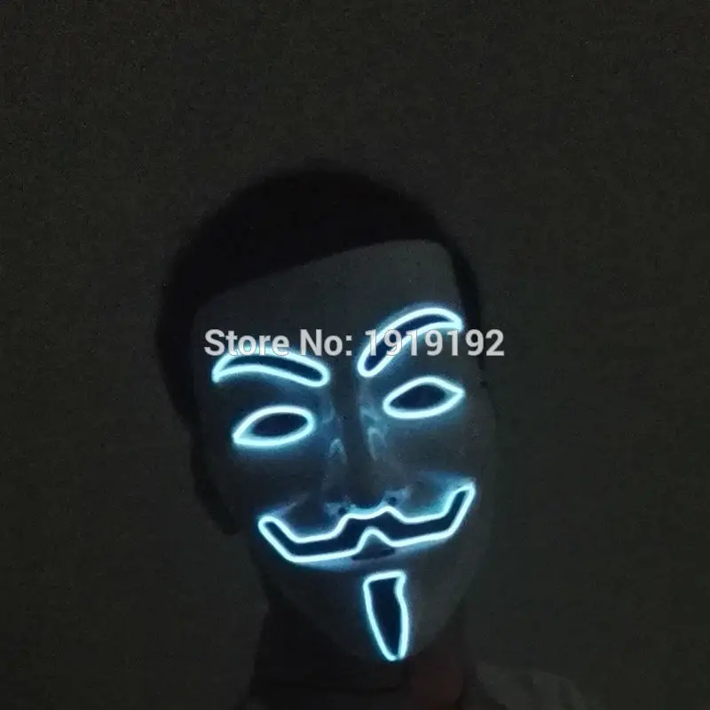 Фильм Вендетта el wire Masks костюм с маской анонимированная маска для светящиеся вечерние карнавальные маски для танцев от DC-3V водителя - Цвет: White