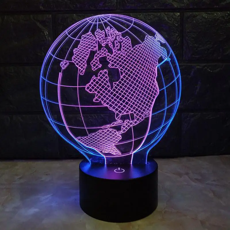 Классический 3d светодиодный ночник USB Earth креативный семицветный сенсорный ТВ