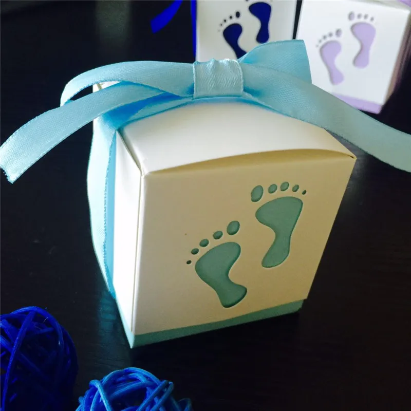 50 шт./лот Pterry Foot Laser Cut out Baby Shower Подарочная коробка для конфет подарочные коробки