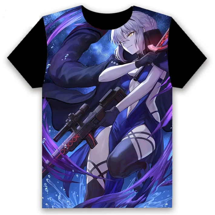 Модная футболка с Аниме игра Fate/stay night FGO Saber Alter Косплей короткий рукав Женская Мужская черная футболка повседневные забавные летние топы - Цвет: 24