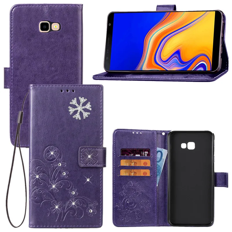 Кожаный чехол бумажник с цветочным узором для Samsung Galaxy A51 A40 A50 A70 A71 M40 J4 + J2 Core S8 S9 A7