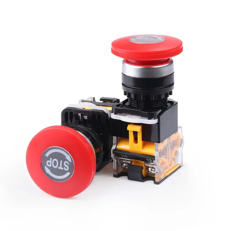 

1PCS Emergency Power Push Button Switch LA38-11ZS stop Mushroom Head Emergency Stop Button Switch Self-Locking 22mm