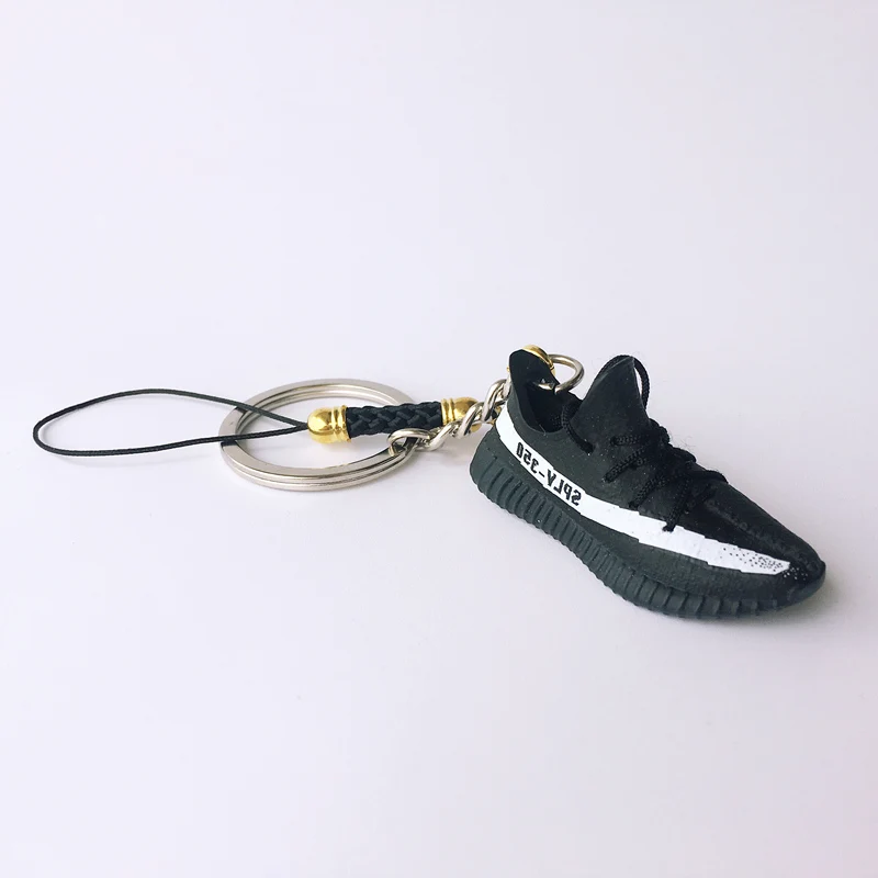 Black White 3D Mini Boost 350, брелки для кроссовок, ремешок для мобильного телефона, ремешок для iPhone, модель обуви, брелки, модель кроссовок, популярный подарок - Цвет: Black White
