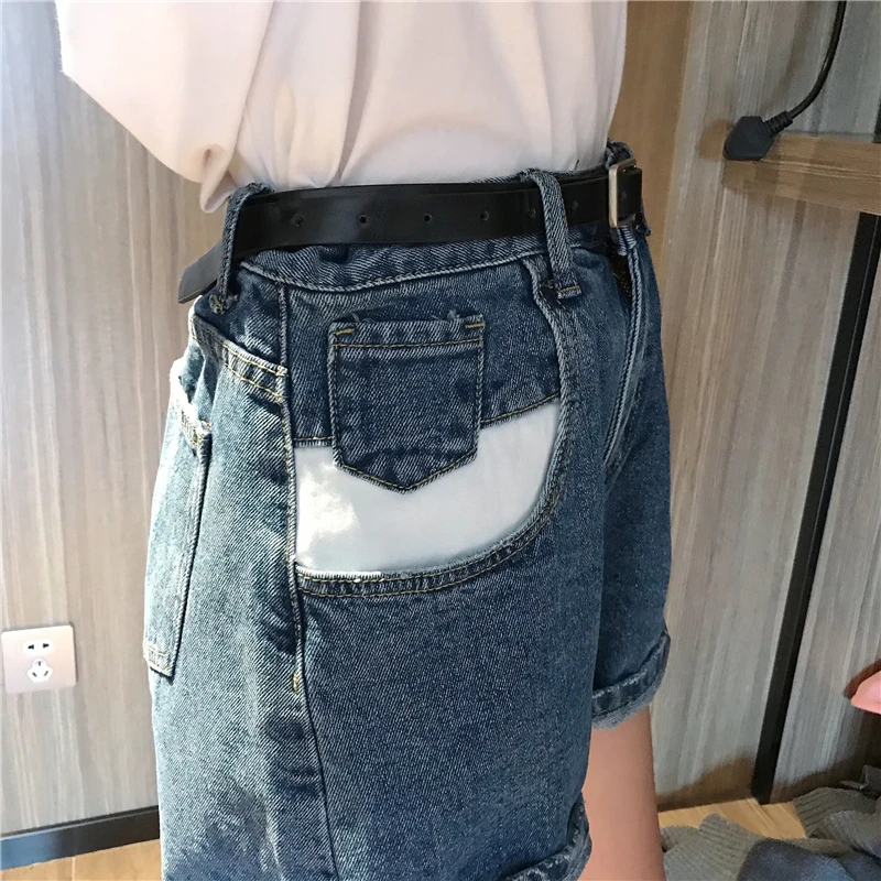 Повседневное Для женщин Джинсовые Шорты карманы контраст Цвет женские джинсовые