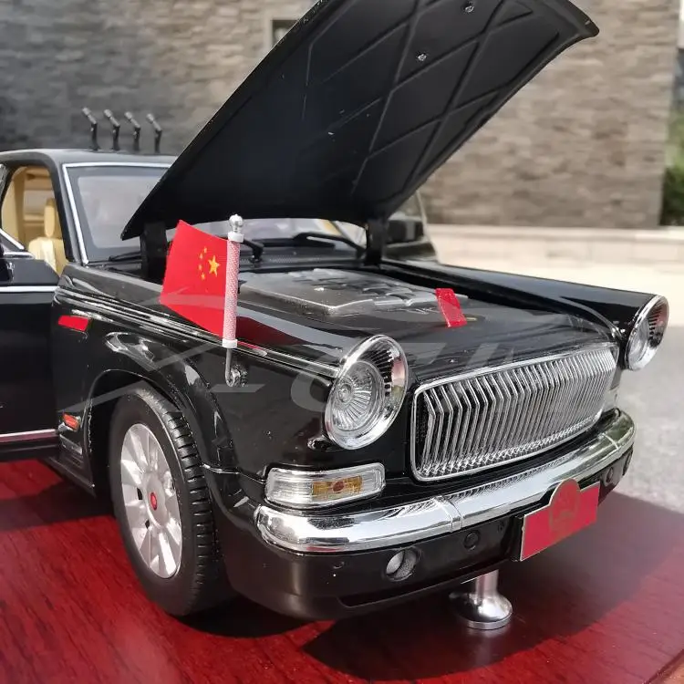DiecastCar модель 1:24 Hongqi 70 лет юбилей парад автомобиль(черный)+ маленький подарок