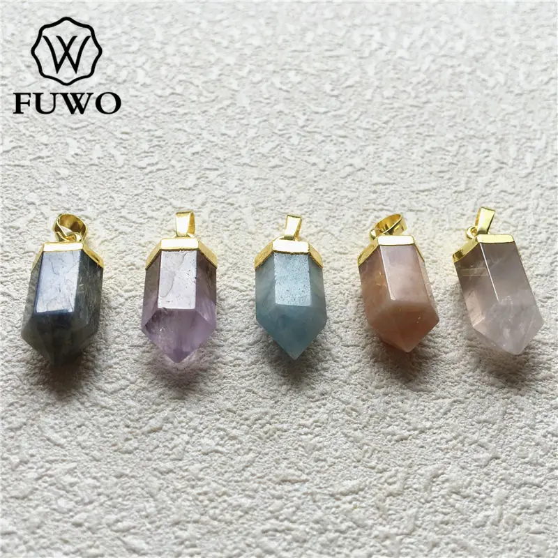 Кварцевая подвеска пионт FUWO граненная Друза с 24 каратным золотом