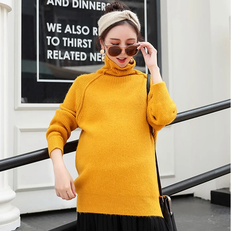 Hot Sale Pregnancy Thick Warm Sweater Pregnant High Elasticity Soft Pullovers Maternity Autumn Winter Knitted | Мать и ребенок