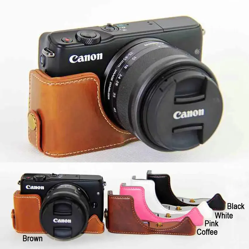 NEW PU Leather Half Case for canon eos M10/M100 Digital SLR eos M100 Camera Brown/Black/Coffee