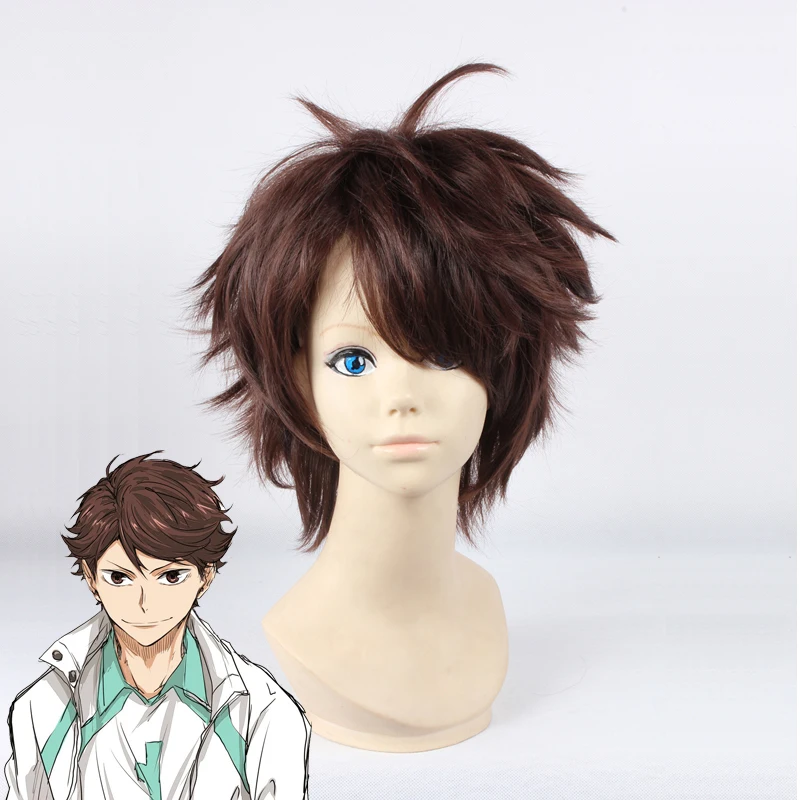 Haikyuu! Парик для косплея Oikawa Tooru 35 см короткие прямые термостойкие синтетические