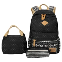 3 pcsset women backpack canvas printing school bags for teenagers girls backpacks cute schoolbag kids pen pencil case