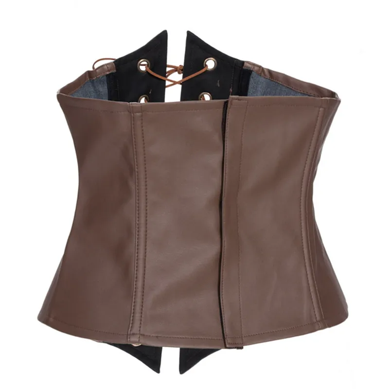 S XXL сексуальный готический панк Коричневый корсет под грудью из искусственной