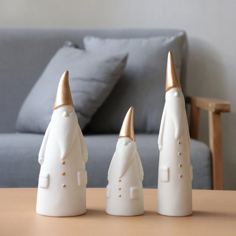 Set of 3 Christmas Santa Claus Ornaments Standing Figurine Ceramic Father Sculpture Home Decoration Gift | Дом и сад