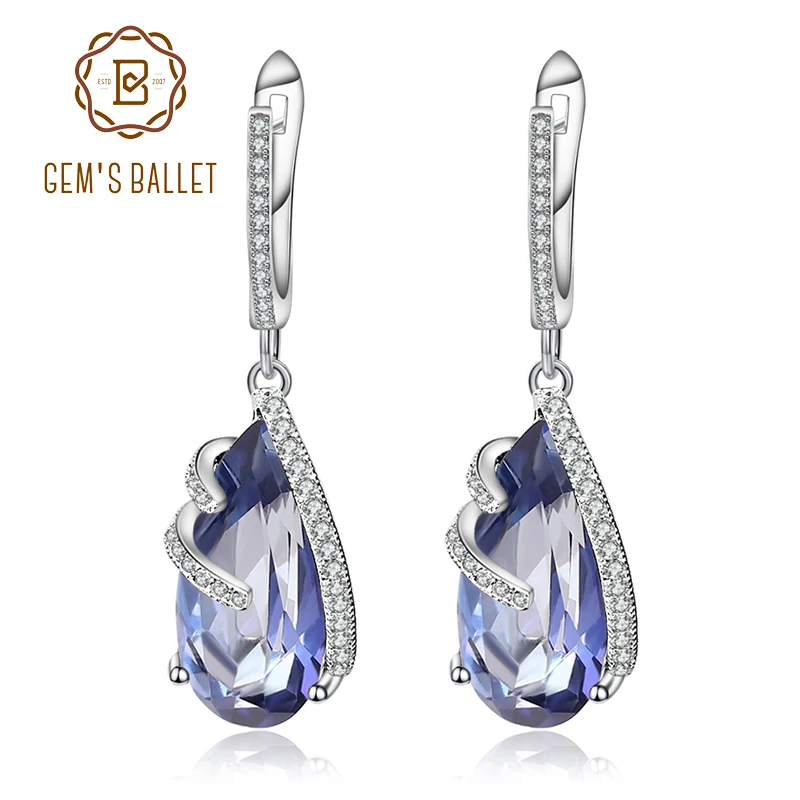 Gem's Ballet 15.78Ct натуральный иолит синий мистик кварц капли воды серьги 925 пробы серебряные серьги для женщин хорошее ювелирное изделие