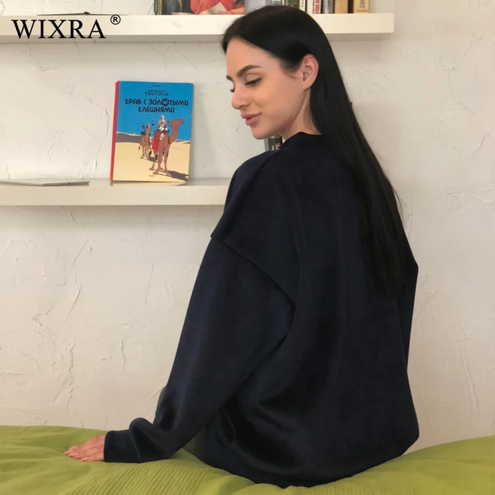 Wixra, базовая толстовка, весна, новая женская мода, бежевая толстовка с круглым вырезом, длинный рукав, Свободный пуловер, топы для женщин