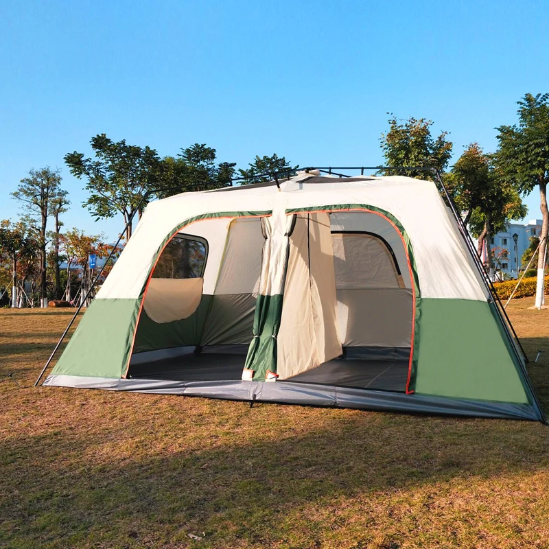Verkauf 5-8persons Voll Automatische Doppel Schicht Im 2 Wohnzimmer Camping Zelt In Top Qualität Große Raum Umfassen Eine Unterstützung Pole