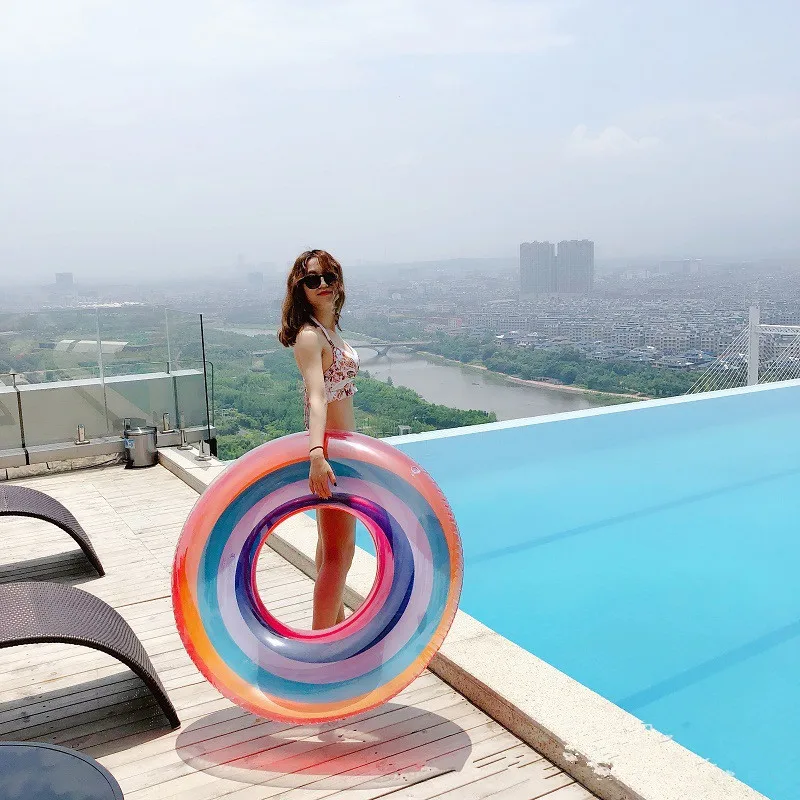 6 стилей Радужное Кольцо Для Плавания Надувной бассейн поплавок с ручной круг для