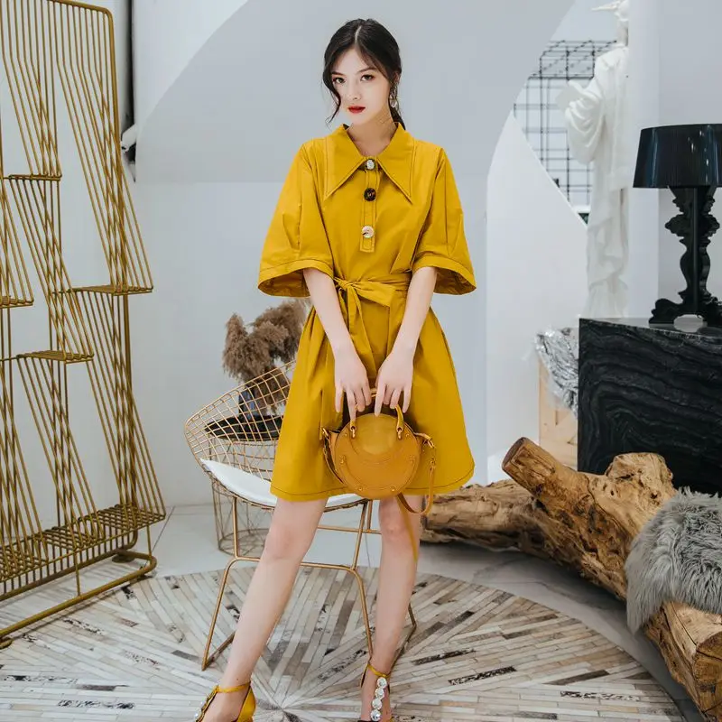 2019 Новое модное женское платье Летнее тонкое уличное с поясом vestidos|Женские