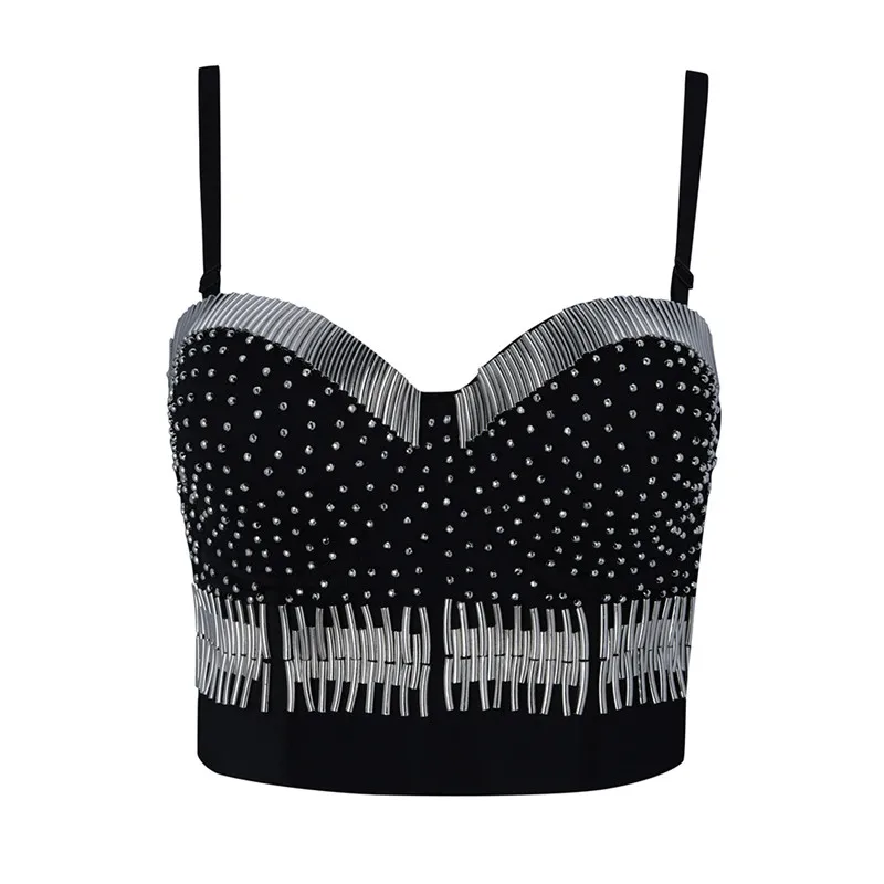 

Топ женский на бретельках с бисером, пикантный модный топ в стиле знаменитостей, вечерний пиджак для выпускного вечера