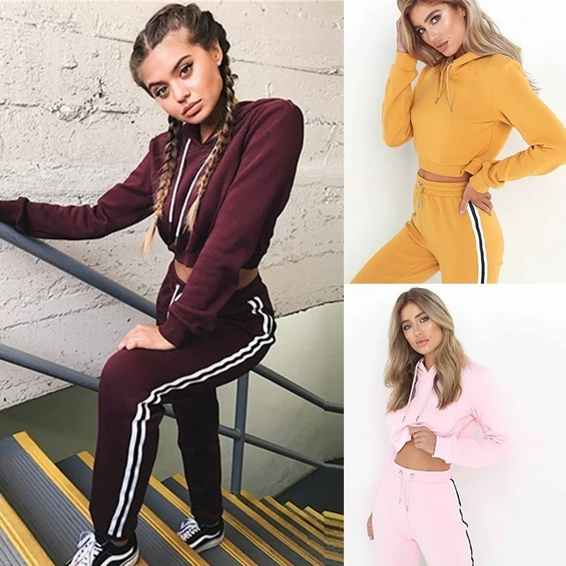 ZOGAA чистый цвет высокое качество женская спортивная одежда толстовки + длинные