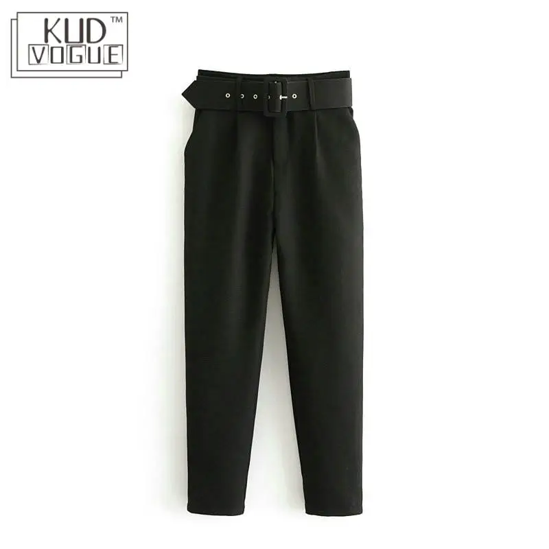 Брюки женские черные с высокой талией и карманами | Женская одежда