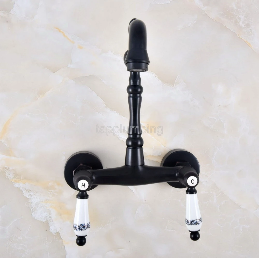 Swivel Black Oil Rubbed Brass Wall Mounted Bath/Kitchen Basin Sink Mixer Fauset tnf826 | Обустройство дома