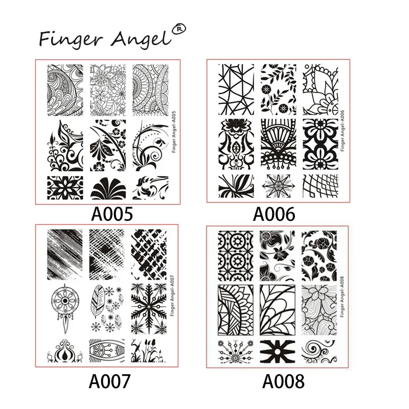 Finger Angel 1 шт. пластины для штамповки ногтей штамп изображения пластины Ловец снов Линия Дизайн DIY квадратный геометрический металлический шаблон для ногтей