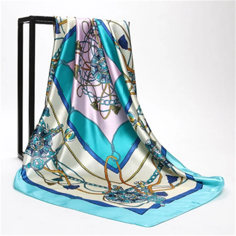 2018 модный дизайнерский квадратный шелковый шарф женский платок бандана с