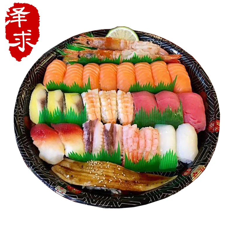 

20pcs Sushi Boxes Round Plastic Plates and Transparent Lid Disposable Food Trays Square and Rectangular Special Delivery Boxes