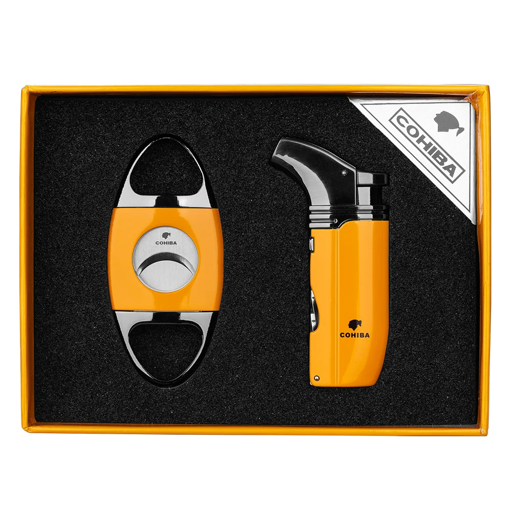 COHIBA Gadgets Cigar Windproof Lighter 2 Jet Flame Torch Sharp Cutter Guillotine Smoking Set Gift CLT-0104 | Дом и сад