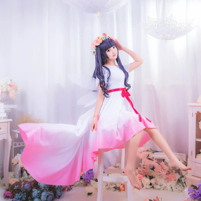 Карточка captor SAKURA DAI DOUJI TOMOYO Li Syaoran косплей костюм цветок платье феи карнавальный