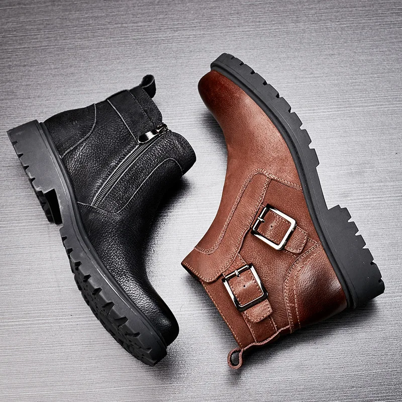 New Middle Help Martin Boots High Shoes Men's Leather Trend Retro | Обувь