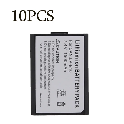 10PCS Высокое качество 7,4 V 1500 мА/ч, литий-ионный аккумулятор LP-E10 батарейный блок камеры LPE10 для цифровой однообъективной зеркальной камеры Canon EOS 1100D, EOS KISS X50, REBEL T3 - Цвет: 10PCS