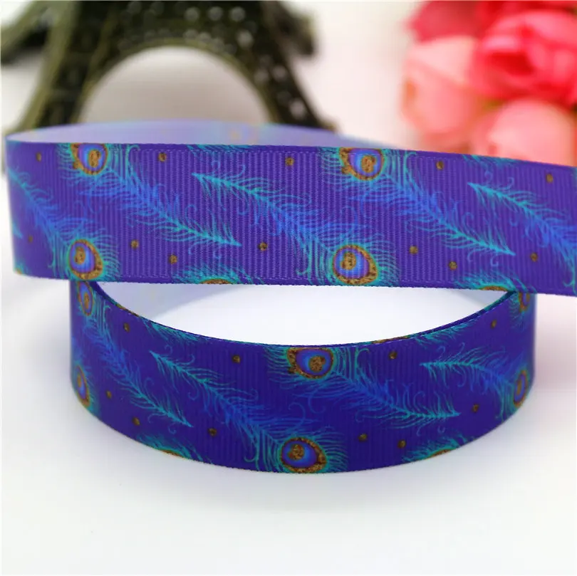 DUWES 7/8 ''Капкейк с бесплатной доставкой принтом&quot павлиньи перья &quotgrosgrain лента