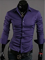 purple Популярные мужские рубашки, мужские рубашки, мужские повседневные стильные рубашки с длинным рукавом, размер M-XXL, 10 цветов, 30 - Цвет: purple