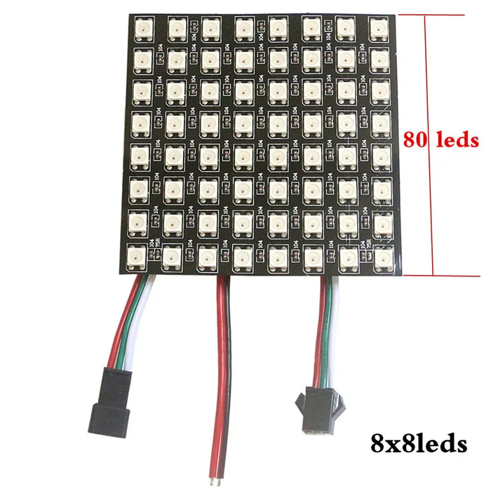 8x8cm 64leds WS2812b светодиодный панельный чип-светильник 8x8/8x32/16x16 пикселей WS2812 полноцветный светодиодный Пиксельная Панель цифровой гибкий экран - Испускаемый цвет: 8x8cm 64leds