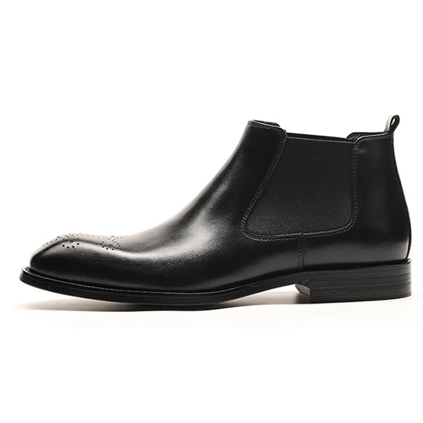 New Arrival Genuine Leather Formal Man Chelsea Ankle Boots High-Top Handcrafted Riding Men's Breathable Shoes SG198 | Обувь