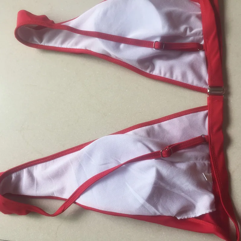 Однотонное красное бикини 2017 дюйма женский стиль пуш ап бразильские стринги