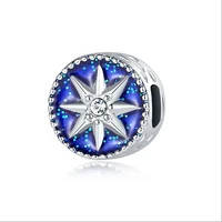 plata de ley blue beads toy umbrella snowflake bead charms bracelets necklaces for women diy charm enm644