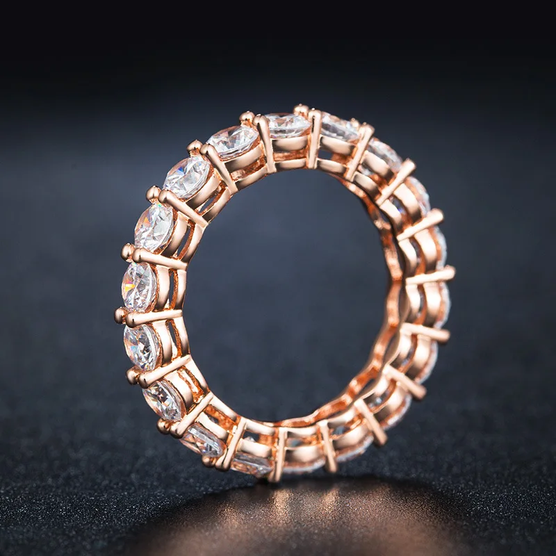 Rose Gold Big Round Rings for Women Zircon Bling Stone Fashion Weeding Engagement Jewelry 2019 New | Украшения и аксессуары