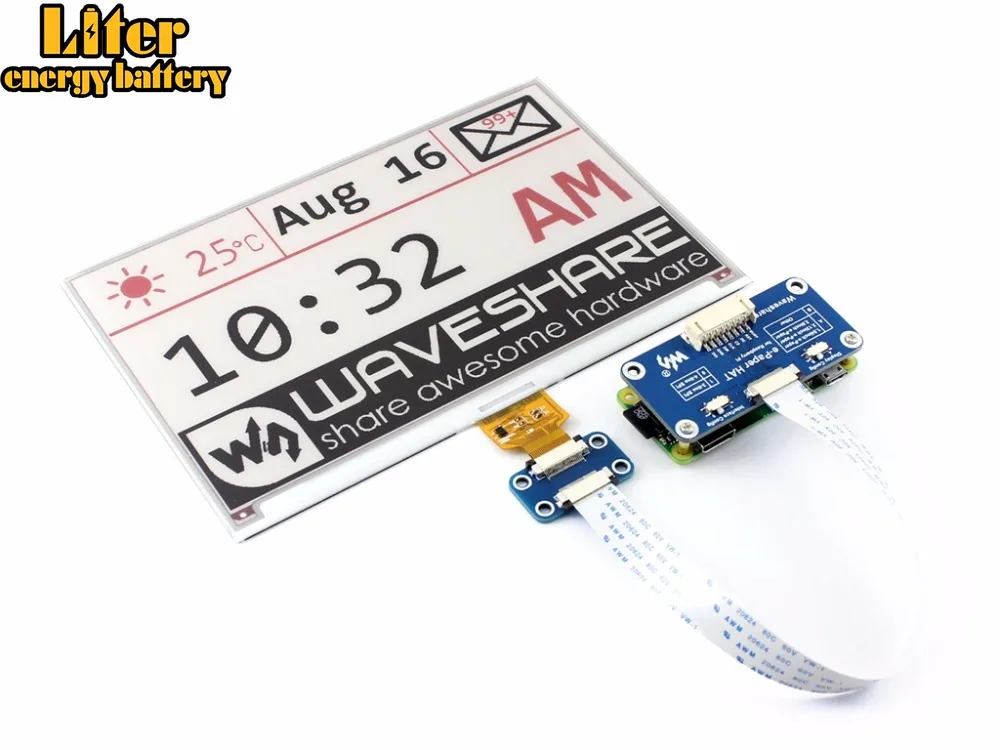 Waveshare 640x384 7 5 дюймов E Ink display HAT для Raspberry Pi 2B/3B/Zero WThree Цвет: красный черный белый SPI
