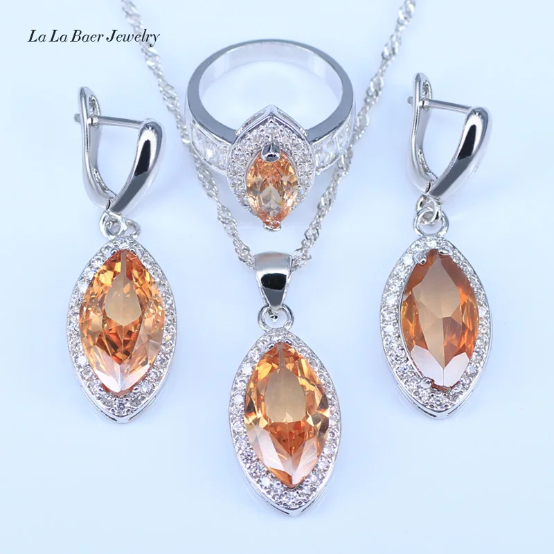 L & B Красивые Свадебные Ювелирные наборы для женщин серебряный цвет оранжевый
