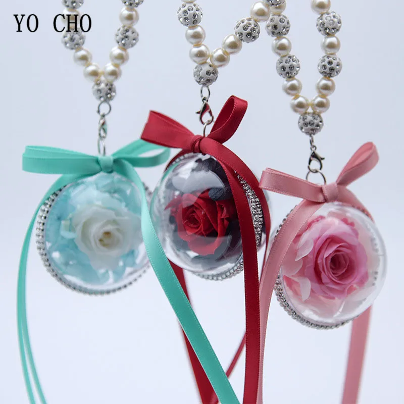 

YO CHO Forever Preserved Eternal Rose Keychains Real Flowers Valentine's Day Gift Party Thanksgiving Soap Flower Car Pendant
