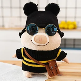 Black hat pig 25 см модная плюшевая игрушка-копилка, трансформируемые свиньи, милые мягкие игрушки, кукла, уши кролика, очки, шапка, Детский Рождественский подарок - Цвет: Black hat pig