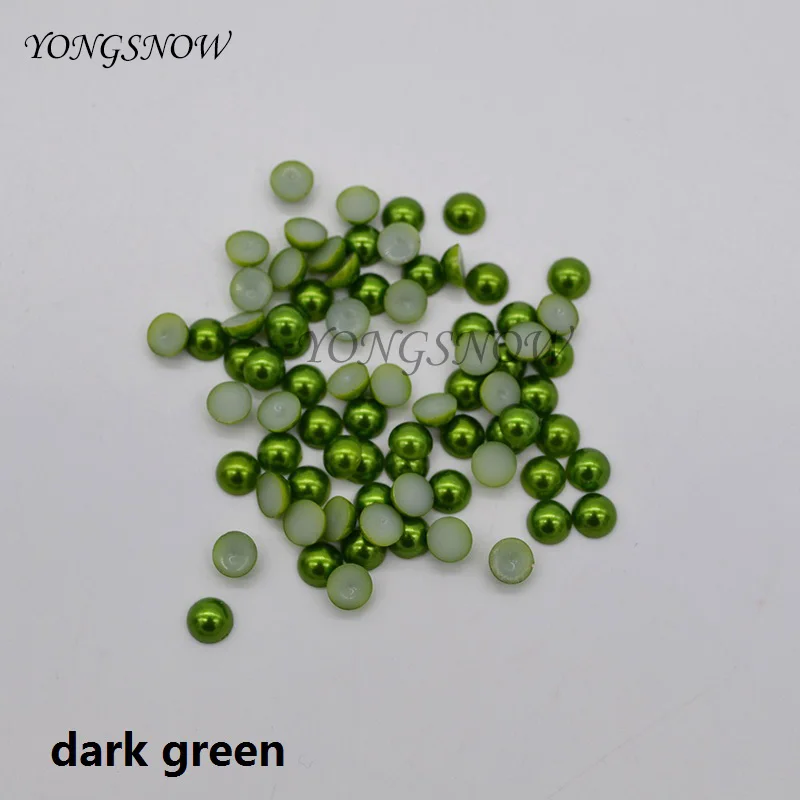 dark green 100 шт./лот 6 мм Разноцветные Акриловые полукруглые плоские имитация жемчуга бусины для свадебной вечеринки украшения своими руками аксессуары - Цвет: dark green