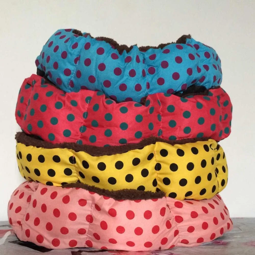 Собачья кровать в горошек дизайн зимнее теплое мягкое гнездо для питомца со