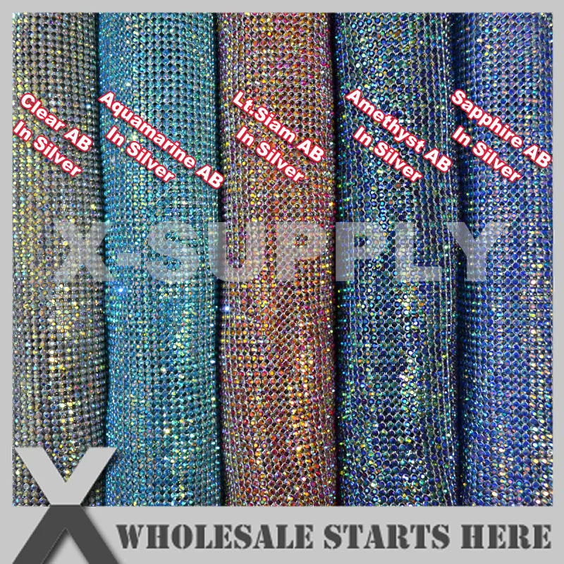3 мм AB Цвета гибкие металлические стразы из сетчатой ткани в алюминиевая Базовая